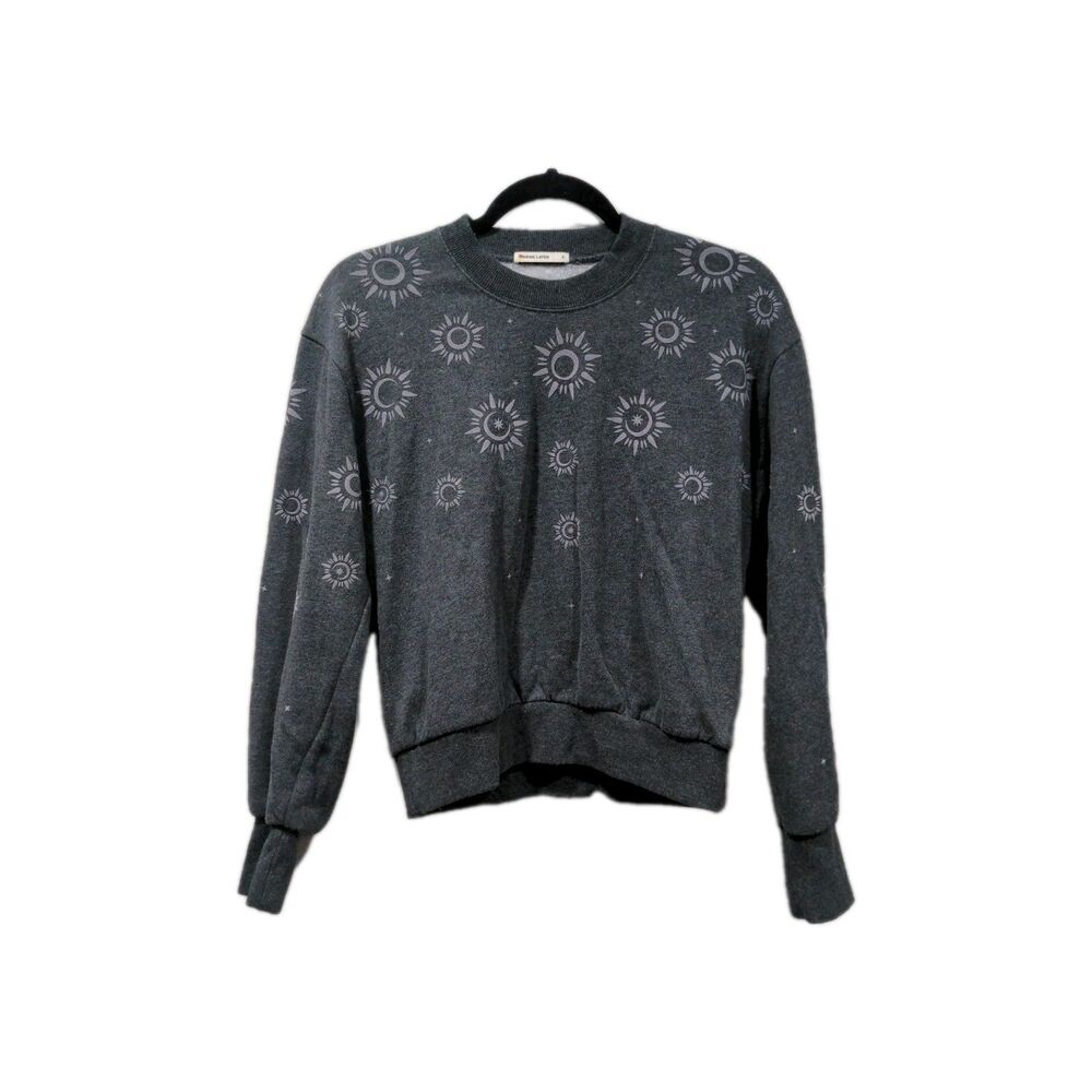 Marine Layer Womens Rue Sun Moon LS Crewneck Sweatshirt Size S Gray Casual Cozy
